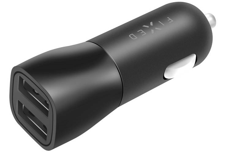 Adaptér do auta FIXED 2x USB, 15W Smart Rapid Charge černý