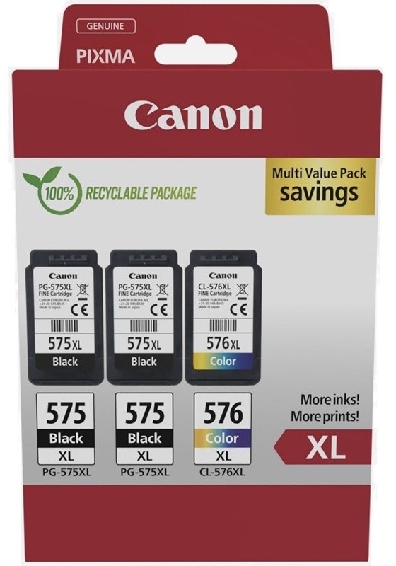 Inkoustová náplň Canon 2x PG-575XL / CL-576XL Multipack ­ 2x Black 15ml +1x Color 12,6ml černá