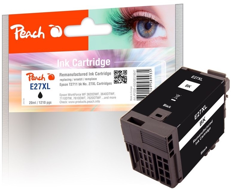 Inkoustová náplň Peach Epson 27XL, T2711, 1210 stran - černá