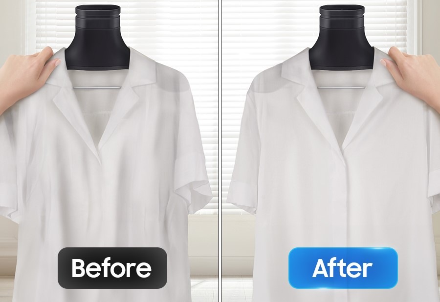 Srovnání košile sušené s funkcí Wrinkle Prevent a bez ní