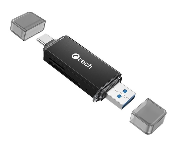Čtečka paměťových karet C-Tech UCR-02-AL, USB 3.0/USB-C, SD/micro SD