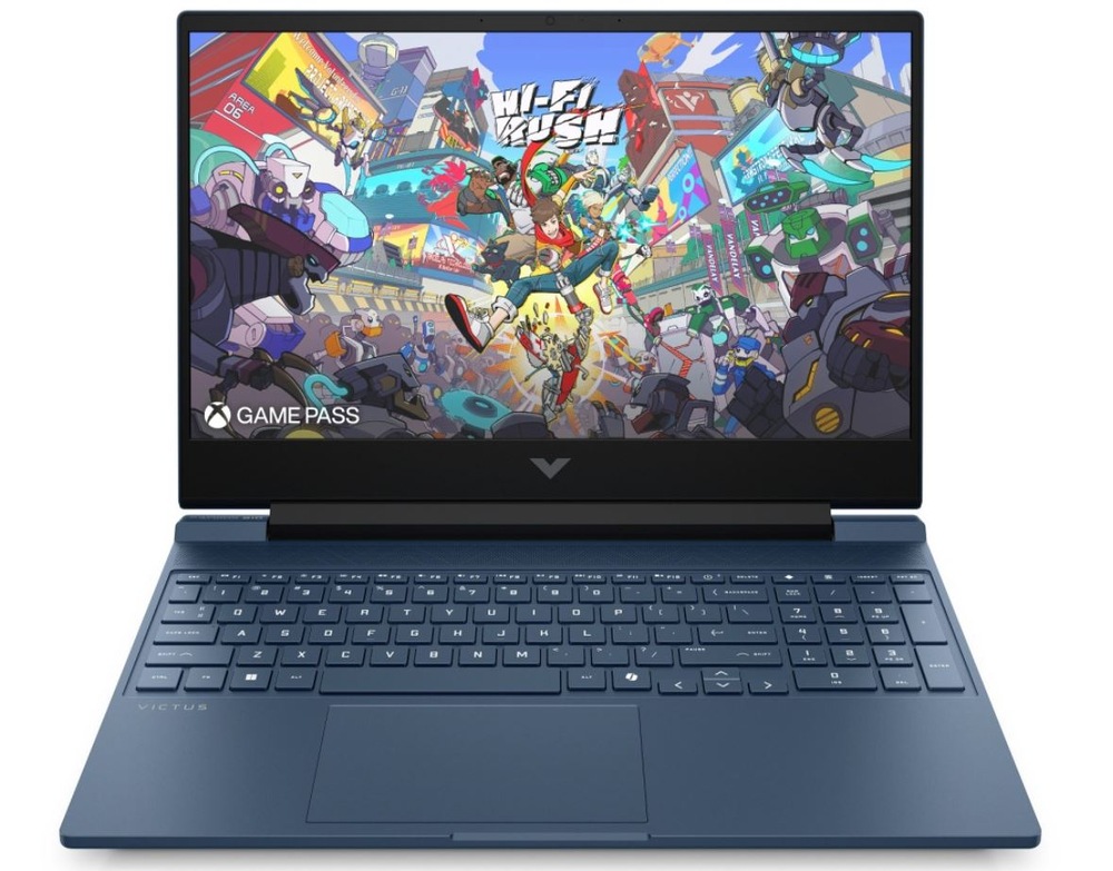 Notebook HP VICTUS 15-fb3000ncx + Game Pass předplatné na 2 měsíce modrý Notebook HP Victus 15-fb3000ncx herní obrazovka