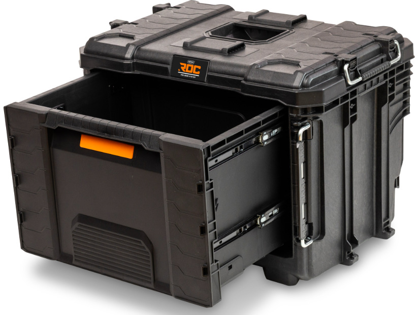 Box Keter ROC Pro Gear 2.0 XL 271384 s vysunutou zásuvkou na kovových kolejnicích