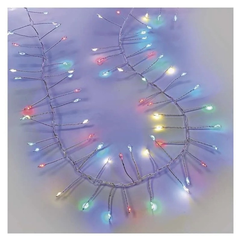 LED řetěz EMOS na cívce, nano, stříbrný, 14,4 m, venkovní i vnitřní, multicolor, časovač stříbrný
