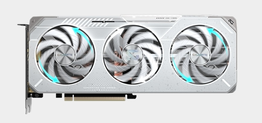 Detail tří ventilátorů WINDFORCE grafické karty řady Gaming s technologií alternujícího otáčení