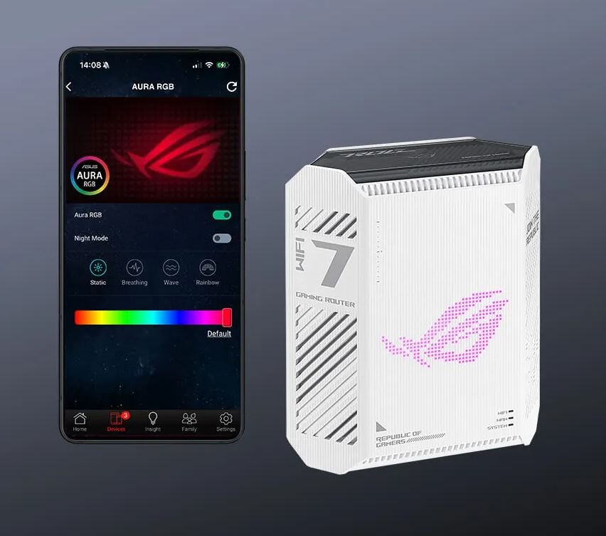 Router Asus ROG Strix GS-BE7200, WiFi 7 bílý Router Asus ROG Strix GS-BE7200 mobilní ovládání