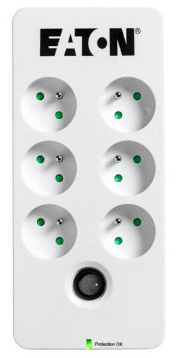 Přepěťová ochrana Eaton Protection Box 6 FR,  6x zásuvka, zatížení 10A, 1,5 m černá/bílá