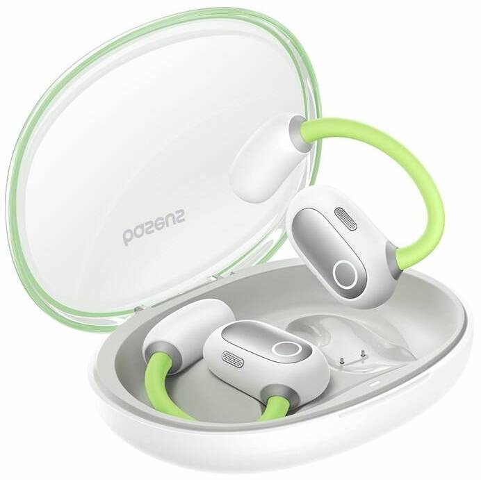 Sluchátka Baseus Eli Sport 1, Open-Ear TWS bílá/zelená