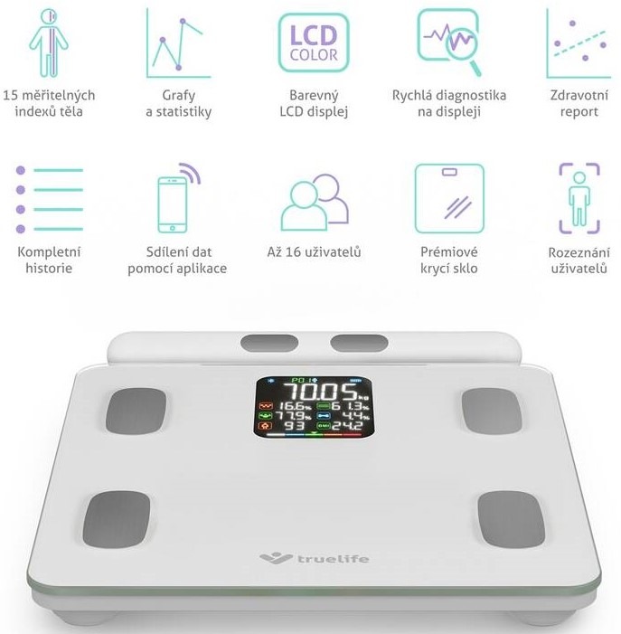 Osobní váha TrueLife FitScale W8 BT White bílá Osobní váha TrueLife FitScale W8 BT White bílá