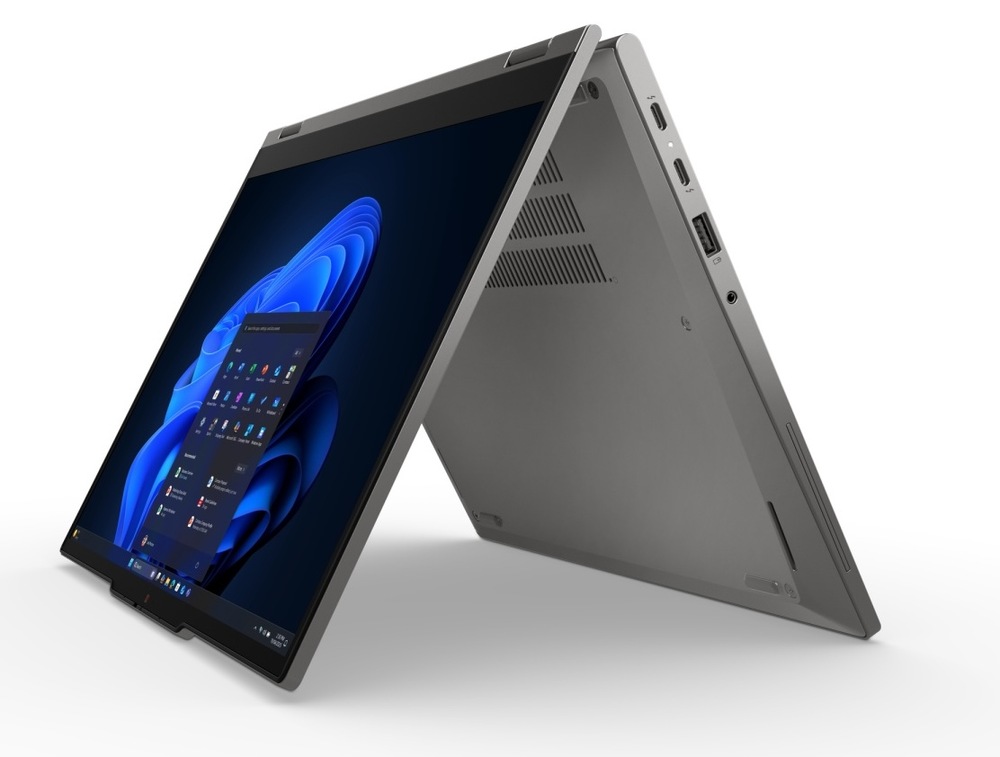 Notebook Lenovo ThinkPad L13 2-in-1 Gen 6 šedý Kovové šasi z kvalitního hořčíku disponuje funkcí 2 v 1 s kloubem otočným o 360°