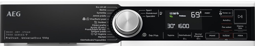 Ovládací panel pračky se sušičkou AEG LWR75965OC řady 7000 ProSteam