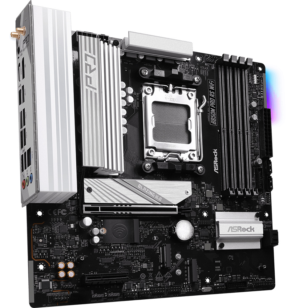Základní deska ASRock B850M PRO RS WIFI Základní deska ASRock B850M Pro RS WIFI pro AMD AM5 v černo-stříbrném provedení s podporou DDR5
