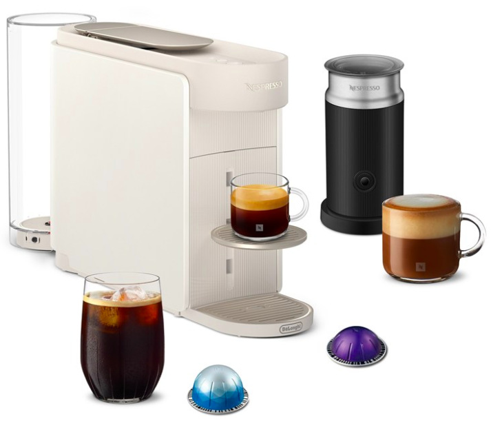 Kapslový kávovar DeLonghi Nespresso Vertuo Up Bundle ENV200.WAE bílý s Aeroccino 3
