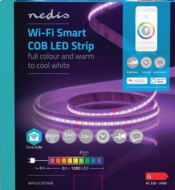 LED pásek Nedis SmartLife, Wi-Fi, RGB, teplá až studená bílá, 2m