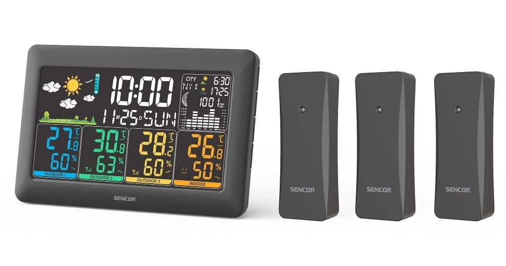 Meteorologická stanice Sencor SWS 6300, 3 čidla černá