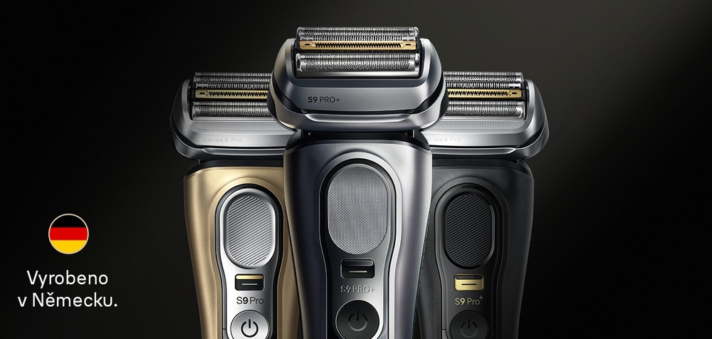Tři různé modely holicích strojků Braun Series 9