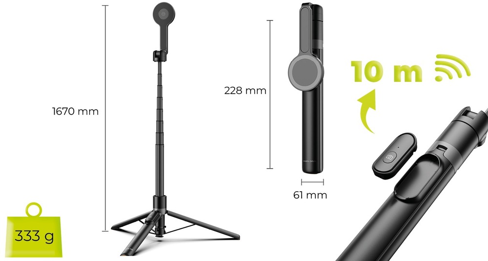 Selfie tyč Mobile Origin Magnetic Selfie Stick Tripod S2 černá Selfie tyč Mobile Origin Magnetic Selfie Stick Tripod S2 černá