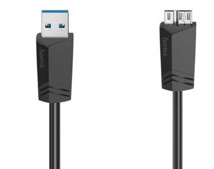 Kabel Hama USB-A / USB 3.0 micro-B, 0,75 m černý