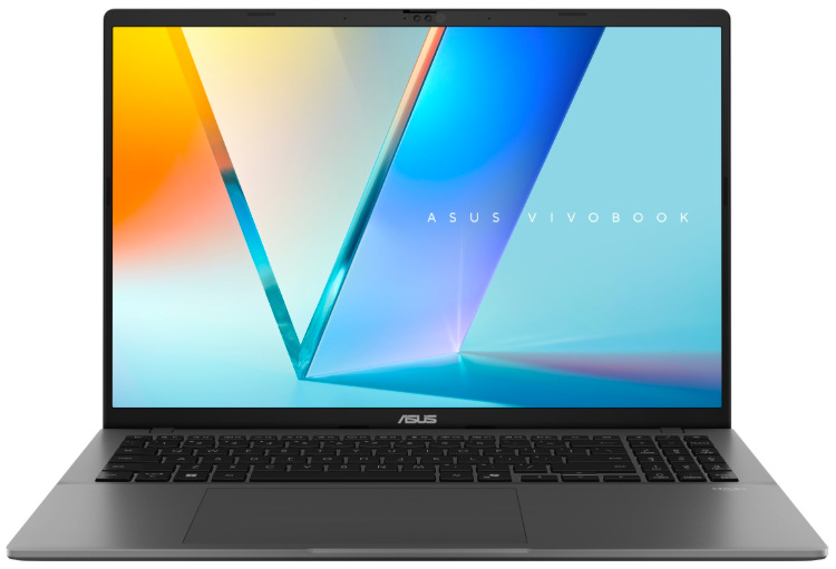 Čelní pohled na ASUS Vivobook S16 s 16″ OLED displejem a numerickou klávesnicí