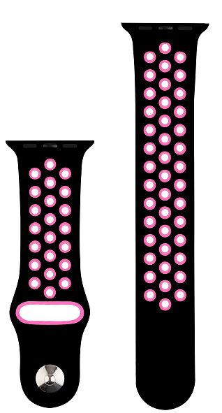 Řemínek RhinoTech na Apple Watch 42/44/45/49 mm černý/růžový