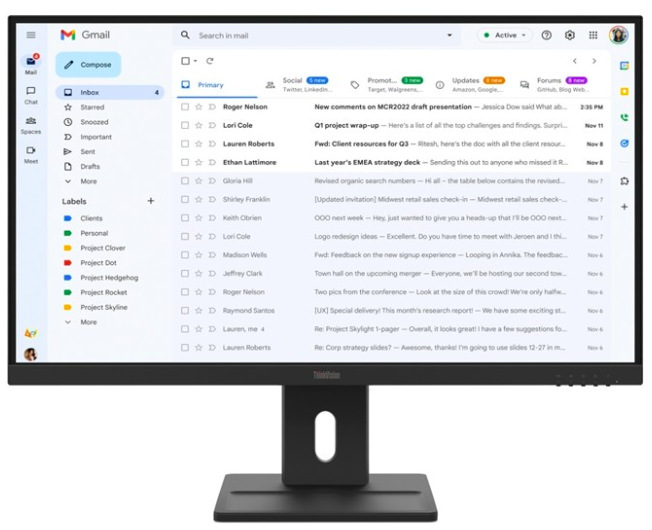 Monitor Lenovo ThinkVision E27-40 27",WLED podsvícení, IPS panel, 4ms, 1500: 1, 300cd/m2, 1920 × 1080 Full HD, - černý