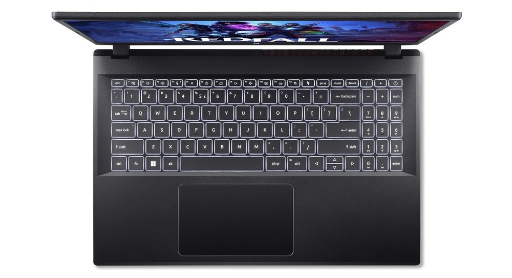 Notebook Acer Nitro V 15 (ANV15-41-R7DV) černý Pohled shora na klávesnici notebooku Acer Nitro V 15