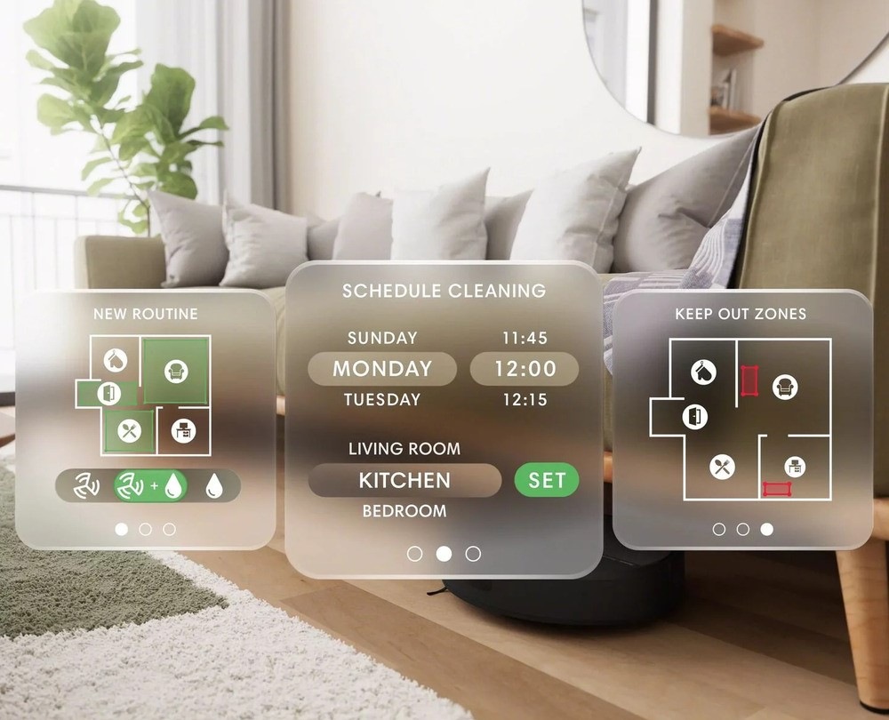 Robotický vysavač iRobot Roomba Plus 415 Combo + AutoWash dock černý Názorná ukázka, jak jste robota pohodlně ovládat prostřednictvím mobilní aplikace, ve které si vše nastavíte a naplánujete dle potřeb.