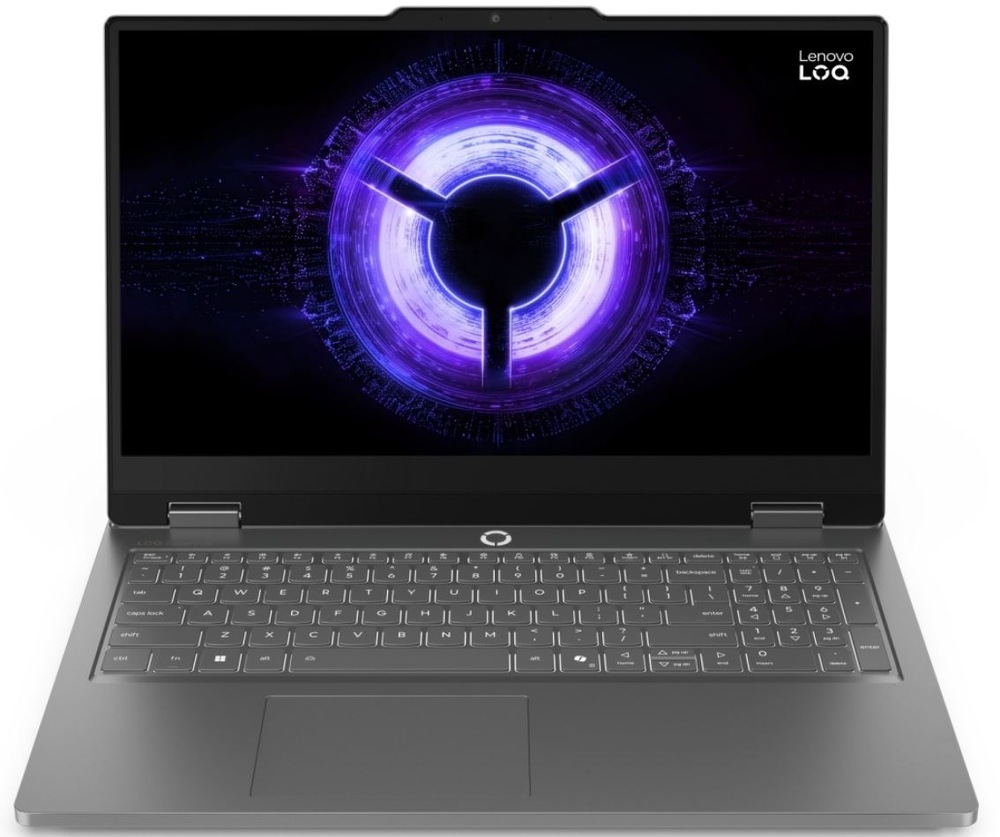 Otevřený notebook Lenovo LOQ Essential 15IRX11 s herní grafikou