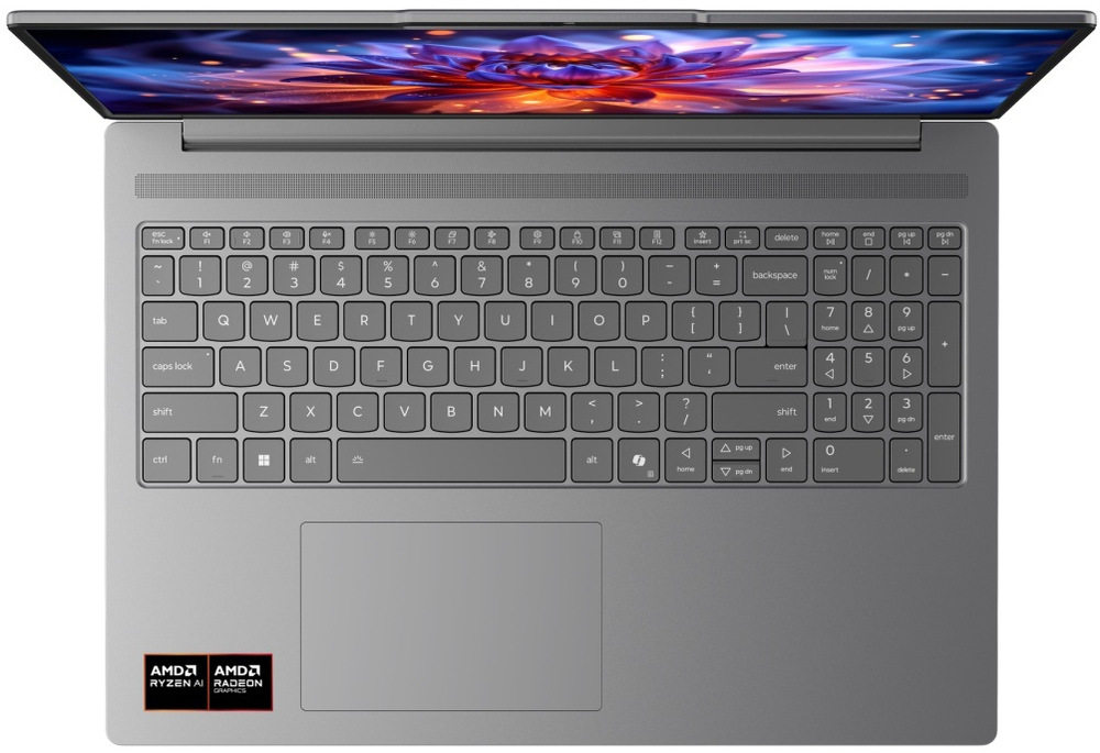 Notebook Lenovo IdeaPad Slim 5 16AGP11 šedý Pohled shora na klávesnici notebooku IdeaPad Slim 5