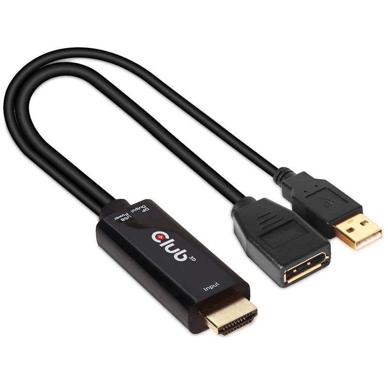 Redukce Club3D HDMI/DisplayPort, 4K60Hz, M/F, aktivní černá