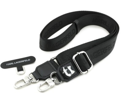 Popruh na krk Karl Lagerfeld Universal Crossbody Choupette Patch v černé barvě