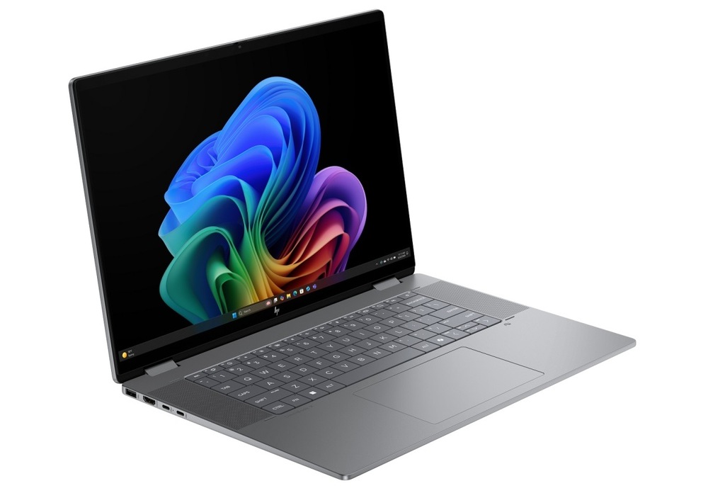 Notebook HP OmniBook X Flip NG AI 16-ar0433nc + Game Pass předplatné na 3 měsíce stříbrný/šalvějový Notebook HP OmniBook X Flip NG AI 16-ar0433nc otočený doprava