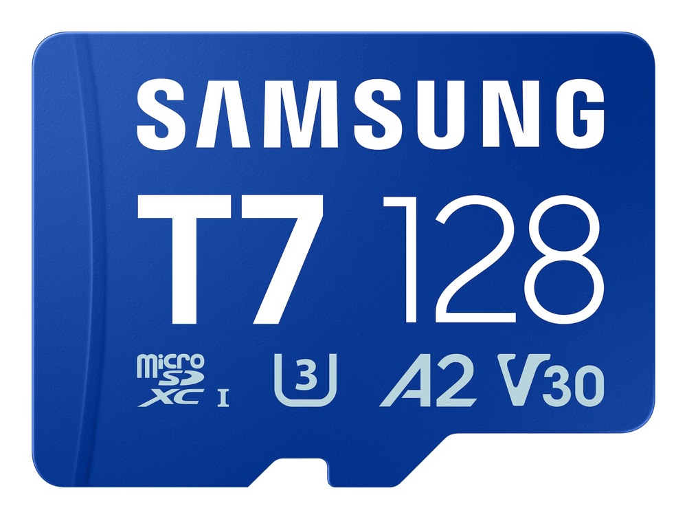 Paměťová karta Samsung T7 MicroSDXC 128GB UHS-I U3 (170R) modrá Detail paměťové karty Samsung T7 128 GB MicroSDXC