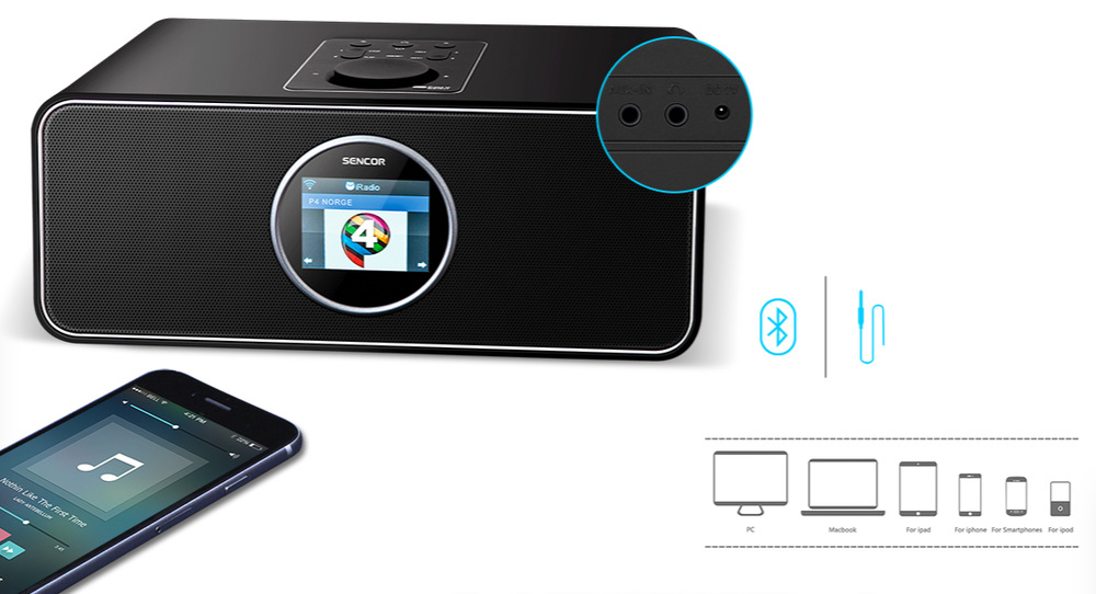 Internetový radiopřijímač s DAB+ Sencor SIR 6000WDB černý Internetový radiopřijímač s DAB+ Sencor SIR 6000WDB černý