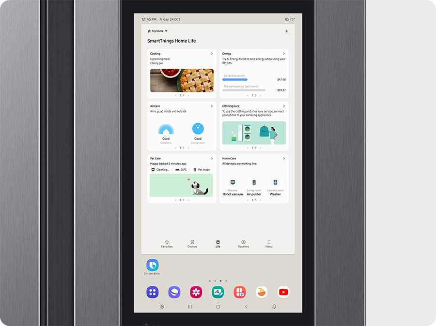 SmartThings Care na displeji lednice