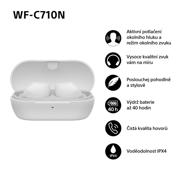 Sluchátka Sony WF-C710N Noise Cancelling - bílá