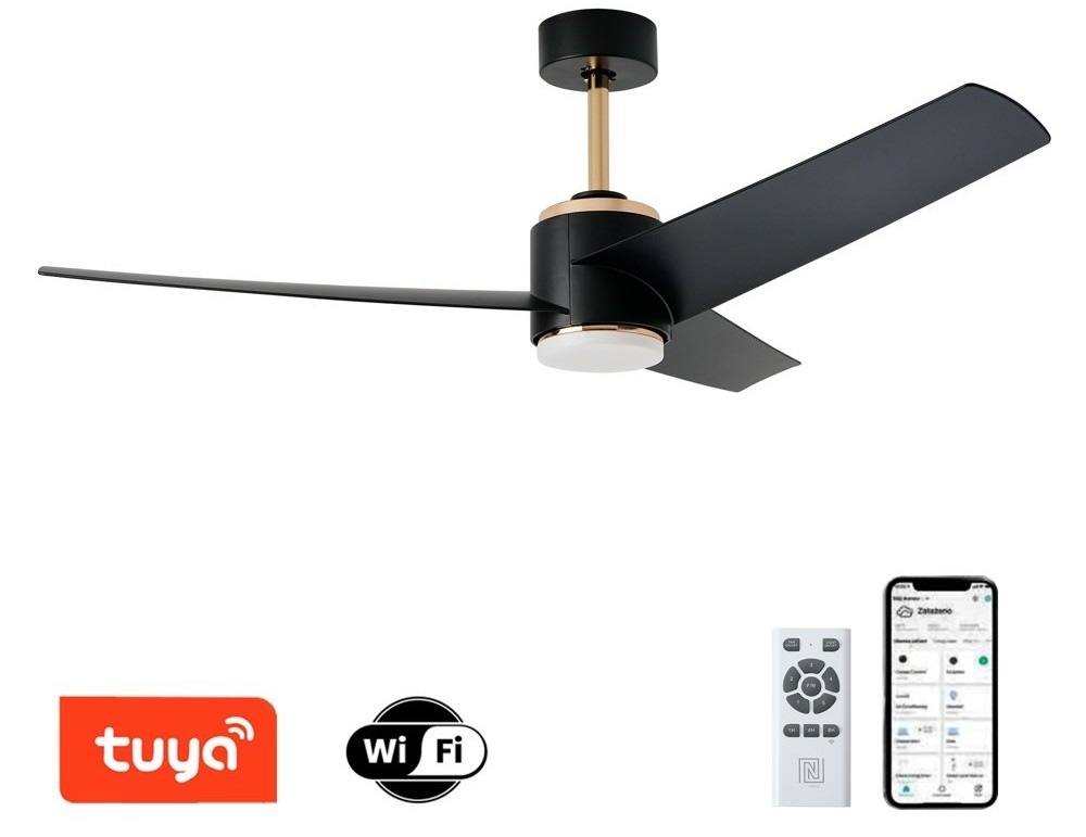 Stropní svítidlo IMMAX NEO LITE BEAUTY SMART LED s ventilátorem, 18W, Wi-Fi, TUYA černé/zlaté Stropní svítidlo IMMAX NEO LITE BEAUTY SMART LED s ventilátorem, 18W, Wi-Fi, TUYA - černé/zlaté