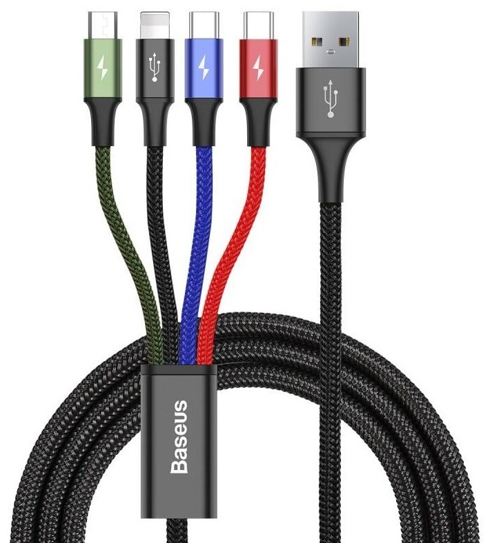 Kabel Baseus 4v1, USB/2x USB-C, Lightning, Micro USB, 1,2m černý Kabel Baseus 4v1, USB/2x USB-C, Lightning, Micro USB, 1,2m černý