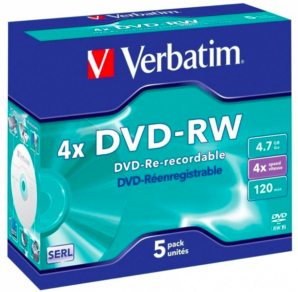 Disk Verbatim DVD-RW SERL 4,7GB, 4x, jewel case 5 ks