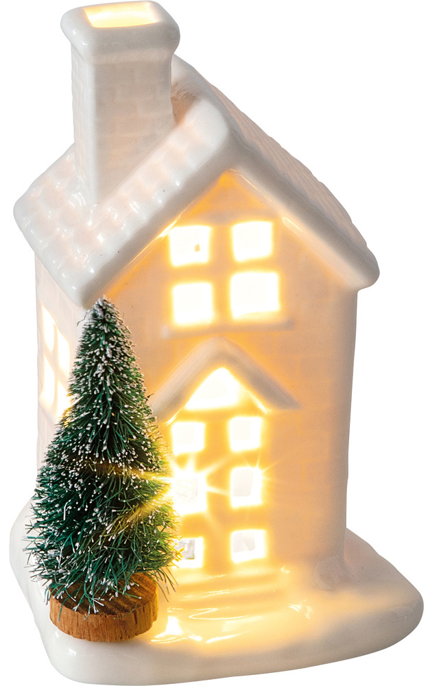 LED dekorace RETLUX RXL 391, porcelánový domek, 1 LED, 11,4 cm, teplá bílá