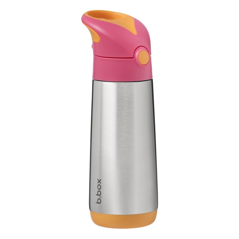 Termoska na pití s brčkem b.box 500 ml růžová/oranžová