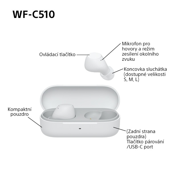 Sluchátka Sony WF-C510 bílá Sluchátka Sony WF-C510 - bílá