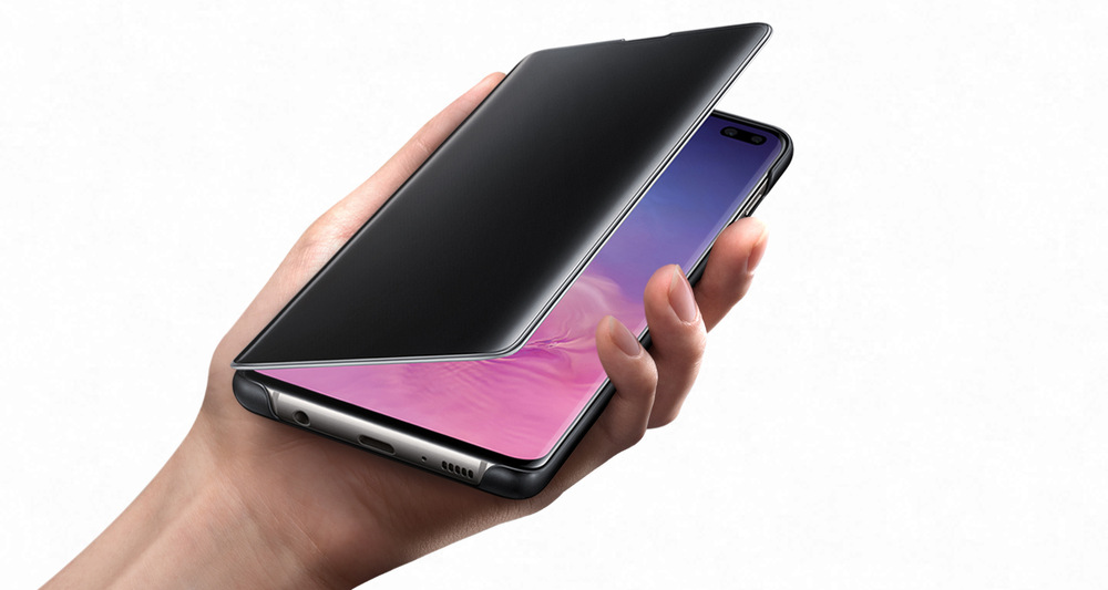 Pouzdro na mobil flipové Samsung Clear View na Galaxy S10+ bílé Pouzdro na mobil flipové Samsung Clear View na Galaxy S10+ bílé
