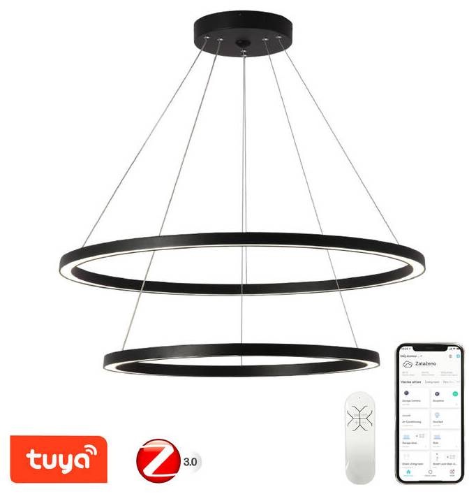 Závěsné svítidlo IMMAX NEO FINO SMART 2 kruhy, 60+80cm, 93W, Zigbee 3.0, TUYA černé Závěsné svítidlo IMMAX NEO FINO SMART 2 kruhy, 60+80cm, 93W, Zigbee 3.0, TUYA - černé