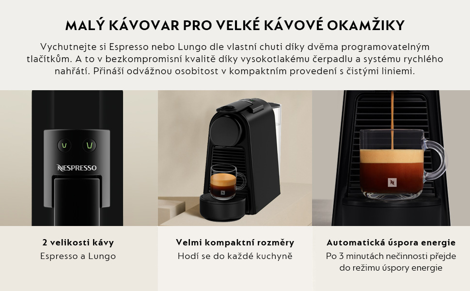 Kapslový kávovar De'Longhi Nespresso Essenza Mini EN85.B černý