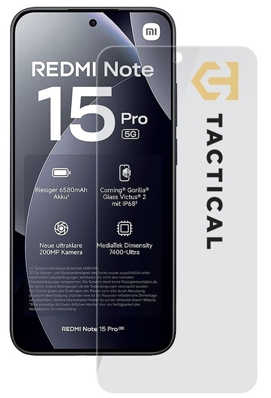 Tvrzené sklo Tactical na Xiaomi Redmi Note 15 Pro 5G, tvrdost 9H