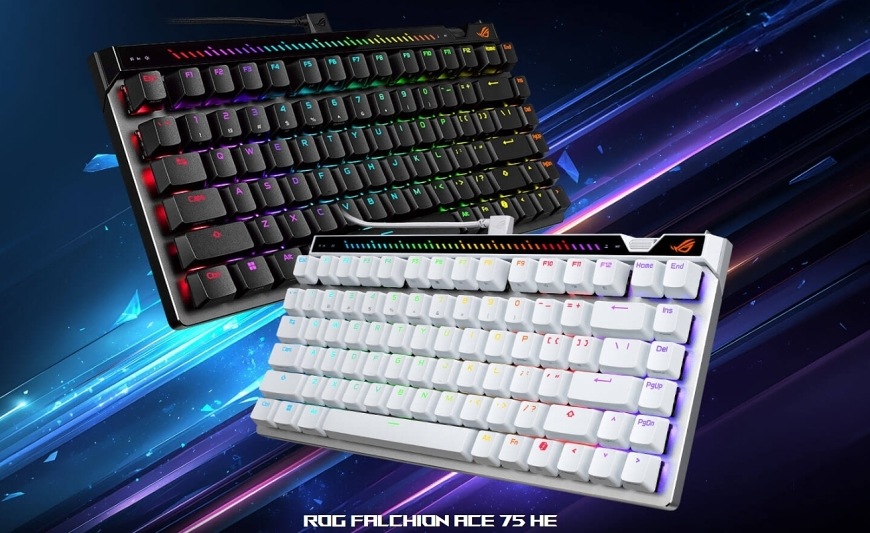 Klávesnice Asus ROG Falchion ACE 75 HE US černá Černá a bílá varianta Asus ROG Falchion ACE 75 HE s horní RGB lištou