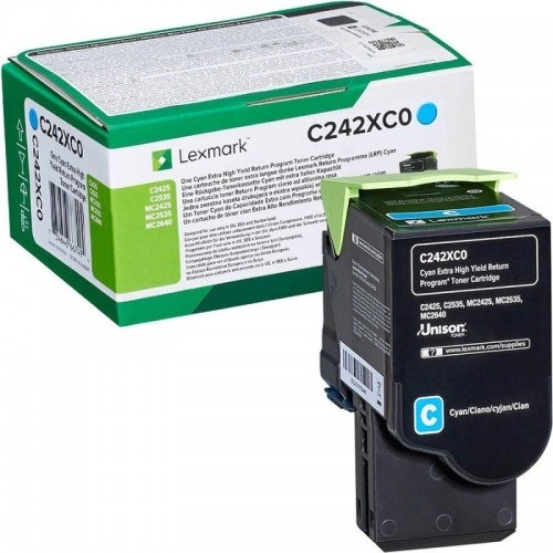 Toner Lexmark C242XC0, 3500 stran, pro C2425dw, C2535dw, MC2425adw, MC2535adwe, MC2640 azurový