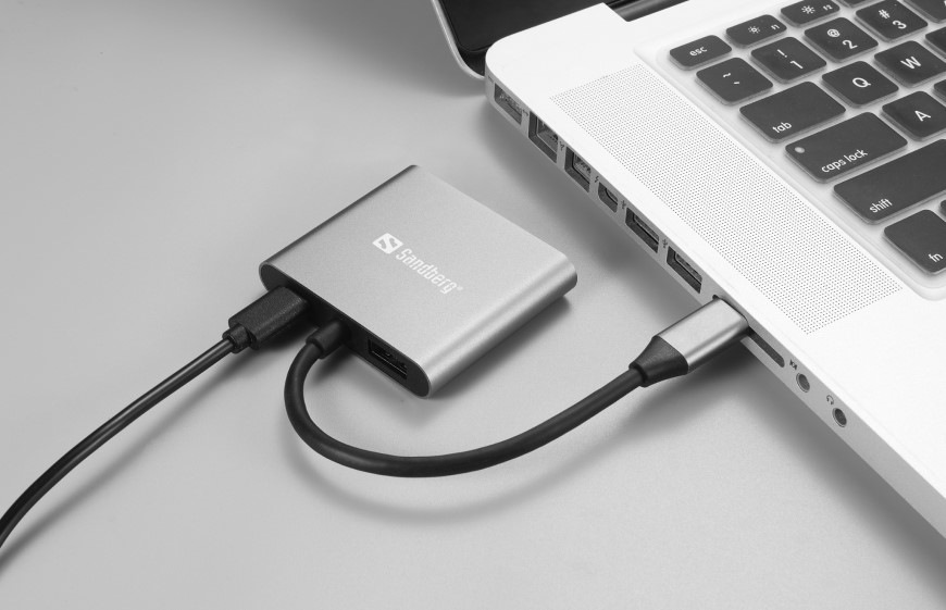 Dokovací stanice Sandberg USB-C Dock, 2xHDMI, USB-A 3.0, USB-C PD 100W