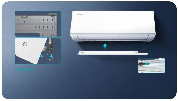 Klimatizace splitová Hisense Unipure AS35XU0EW + HB35XU0AG bílá Díky snadno odnímatelné konstrukci a praktickým držákům je montáž klimatizace rychlá